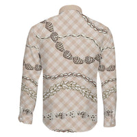 Beige Aloha Hawaii Shell Lei Family Matching Puletasi and Hawaiian Shirt Palaka Hebrew Cone Honey Cowrie Elegant Curves - Polynesian Pride