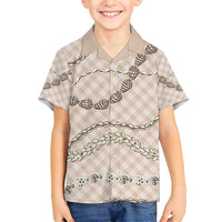 Beige Aloha Hawaii Shell Lei Family Matching Puletasi and Hawaiian Shirt Palaka Hebrew Cone Honey Cowrie Elegant Curves - Polynesian Pride