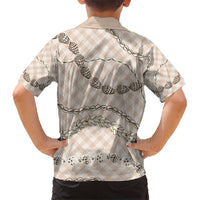 Beige Aloha Hawaii Shell Lei Kid Hawaiian Shirt Palaka Hebrew Cone Honey Cowrie Elegant Curves - Polynesian Pride