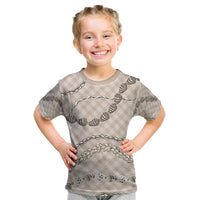 Beige Aloha Hawaii Shell Lei Kid T Shirt Palaka Hebrew Cone Honey Cowrie Elegant Curves - Polynesian Pride