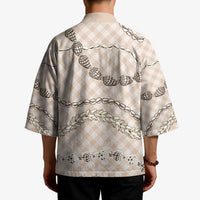 Beige Aloha Hawaii Shell Lei Kimono Palaka Hebrew Cone Honey Cowrie Elegant Curves - Polynesian Pride