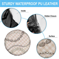 Beige Aloha Hawaii Shell Lei Spare Tire Cover Palaka Hebrew Cone Honey Cowrie Elegant Curves - Polynesian Pride