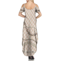 Beige Aloha Hawaii Shell Lei Summer Maxi Dress Palaka Hebrew Cone Honey Cowrie Elegant Curves - Polynesian Pride