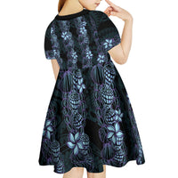 Purple Paradise Hawaii Shell Lei Kid Short Sleeve Dress Hawaiian Sunrise Shell Hebrew Cone Plumeria - Polynesian Pride