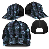 Purple Paradise Hawaii Shell Lei Mesh Trucker Cap Hawaiian Sunrise Shell Hebrew Cone Plumeria - Polynesian Pride