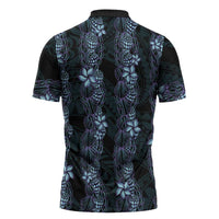 Purple Paradise Hawaii Shell Lei Zipper Polo Shirt Hawaiian Sunrise Shell Hebrew Cone Plumeria - Polynesian Pride
