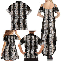 Black and Beige Hawaii Shell Lei Family Matching Summer Maxi Dress and Hawaiian Shirt Hawaiian Sunrise Shell Hebrew Cone Plumeria - Polynesian Pride