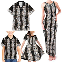 Black and Beige Hawaii Shell Lei Family Matching Tank Maxi Dress and Hawaiian Shirt Hawaiian Sunrise Shell Hebrew Cone Plumeria - Polynesian Pride