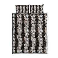 Black and Beige Hawaii Shell Lei Quilt Bed Set Hawaiian Sunrise Shell Hebrew Cone Plumeria - Polynesian Pride