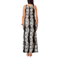 Black and Beige Hawaii Shell Lei Tank Maxi Dress Hawaiian Sunrise Shell Hebrew Cone Plumeria - Polynesian Pride
