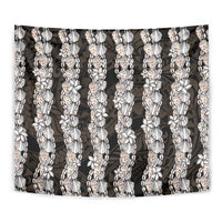 Black and Beige Hawaii Shell Lei Tapestry Hawaiian Sunrise Shell Hebrew Cone Plumeria - Polynesian Pride