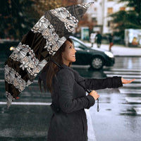 Black and Beige Hawaii Shell Lei Umbrella Hawaiian Sunrise Shell Hebrew Cone Plumeria - Polynesian Pride