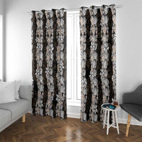 Black and Beige Hawaii Shell Lei Window Curtain Hawaiian Sunrise Shell Hebrew Cone Plumeria - Polynesian Pride