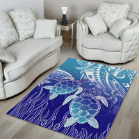 Polynesia Sea Turtle Area Rug Happy Valentine Day Polynesian - Dark Cyan LT14 - Polynesian Pride