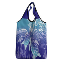 Polynesia Sea Turtle Grocery Bag Happy Valentine Day Polynesian - Dark Cyan