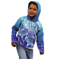 Polynesia Sea Turtle Kid Hoodie Happy Valentine Day Polynesian - Dark Cyan LT14 - Polynesian Pride