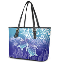 Polynesia Sea Turtle Leather Tote Bag Happy Valentine Day Polynesian - Dark Cyan LT14 - Polynesian Pride