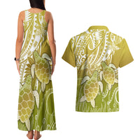 Polynesia Sea Turtle Couples Matching Tank Maxi Dress and Hawaiian Shirt Happy Valentine Day Polynesian - Gold LT14 - Polynesian Pride