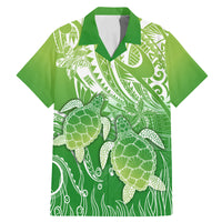 Polynesia Sea Turtle Family Matching Mermaid Dress and Hawaiian Shirt Happy Valentine Day Polynesian - Green LT14 Dad's Shirt - Short Sleeve Green - Polynesian Pride
