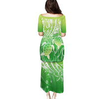 Polynesia Sea Turtle Family Matching Puletasi Dress and Hawaiian Shirt Happy Valentine Day Polynesian - Green LT14 - Polynesian Pride