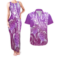 Polynesia Valentine Day Couples Matching Tank Maxi Dress and Hawaiian Shirt Polynesian Sea Turtle Purple Version LT14 Purple - Polynesian Pride