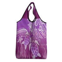 Polynesia Valentine Day Grocery Bag Polynesian Sea Turtle Purple Version
