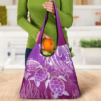 Polynesia Valentine Day Grocery Bag Polynesian Sea Turtle Purple Version