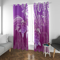 Polynesia Valentine Day Window Curtain Polynesian Sea Turtle Purple Version LT14 With Grommets Purple - Polynesian Pride