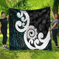 Aotearoa Koru Quilt Cyan Maori Paua Shell Mix Silver Fern LT14 - Polynesian Pride