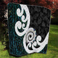 Aotearoa Koru Quilt Cyan Maori Paua Shell Mix Silver Fern LT14 - Polynesian Pride