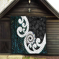 Aotearoa Koru Quilt Cyan Maori Paua Shell Mix Silver Fern LT14 - Polynesian Pride