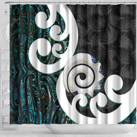 Aotearoa Koru Shower Curtain Cyan Maori Paua Shell Mix Silver Fern LT14 - Polynesian Pride