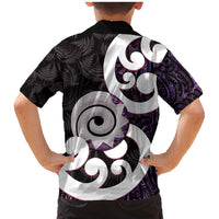 Aotearoa Koru Family Matching Mermaid Dress and Hawaiian Shirt Purple Maori Paua Shell Mix Silver Fern LT14 - Polynesian Pride