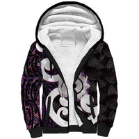 Aotearoa Koru Sherpa Hoodie Purple Maori Paua Shell Mix Silver Fern