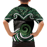 Koru Pounamu Aotearoa Family Matching Tank Maxi Dress and Hawaiian Shirt Maori Paua Shell Mix Silver Fern LT14 - Polynesian Pride