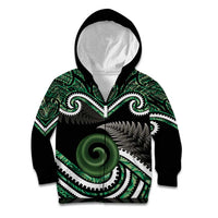 Koru Pounamu Aotearoa Kid Hoodie Maori Paua Shell Mix Silver Fern