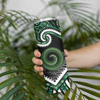 Koru Pounamu Aotearoa Skinny Tumbler Maori Paua Shell Mix Silver Fern LT14 - Polynesian Pride