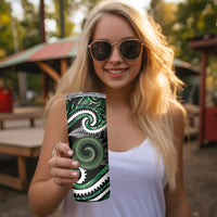 Koru Pounamu Aotearoa Skinny Tumbler Maori Paua Shell Mix Silver Fern LT14 - Polynesian Pride