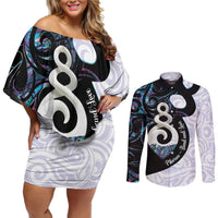 Aotearoa Pikorua Couples Matching Off Shoulder Short Dress and Long Sleeve Button Shirt NZ Twist - Bond And Love