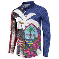 United States Guam Button Sweatshirt USA Eagle Guahan Seal Bougainvillea LT14 - Polynesian Pride