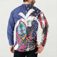 United States Guam Button Sweatshirt USA Eagle Guahan Seal Bougainvillea LT14 - Polynesian Pride