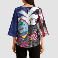 United States Guam Kimono Sleeve Blouse USA Eagle Guahan Seal Bougainvillea LT14 - Polynesian Pride