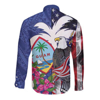 United States Guam Long Sleeve Button Shirt USA Eagle Guahan Seal Bougainvillea LT14 - Polynesian Pride