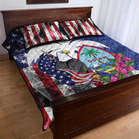 United States Guam Quilt Bed Set USA Eagle Guahan Seal Bougainvillea - Polynesian Pride