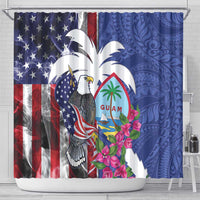 United States Guam Shower Curtain USA Eagle Guahan Seal Bougainvillea LT14 - Polynesian Pride