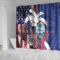 United States Guam Shower Curtain USA Eagle Guahan Seal Bougainvillea LT14 - Polynesian Pride