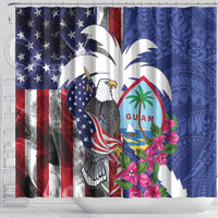 United States Guam Shower Curtain USA Eagle Guahan Seal Bougainvillea LT14 - Polynesian Pride