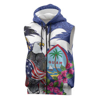 United States Guam Sleeveless Zip Hoodie USA Eagle Guahan Seal Bougainvillea - Polynesian Pride
