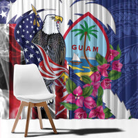 United States Guam Window Curtain USA Eagle Guahan Seal Bougainvillea LT14 - Polynesian Pride