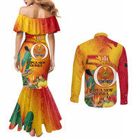 Papua New Guinea Independence Day Couples Matching Mermaid Dress and Long Sleeve Button Shirt 50th Anniversary Unity in Diversity LT14 - Polynesian Pride